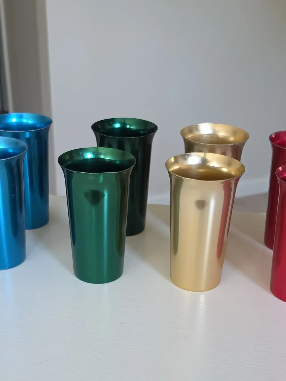Color Craft Aluminum Tumbler Set 8pc 12 oz Stackable Flared Rim Multicolor